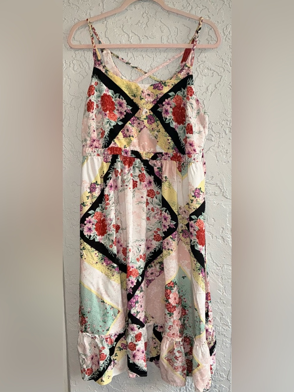 Torrid Floral Patchwork Midi Dress - Pink & Black